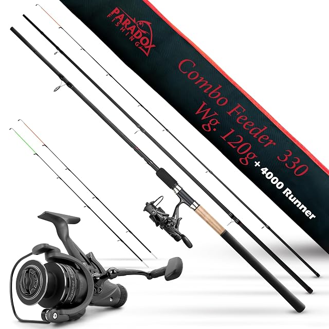 Caña feeder Paradox Fishing de 3,3 m con carrete Runner 4000