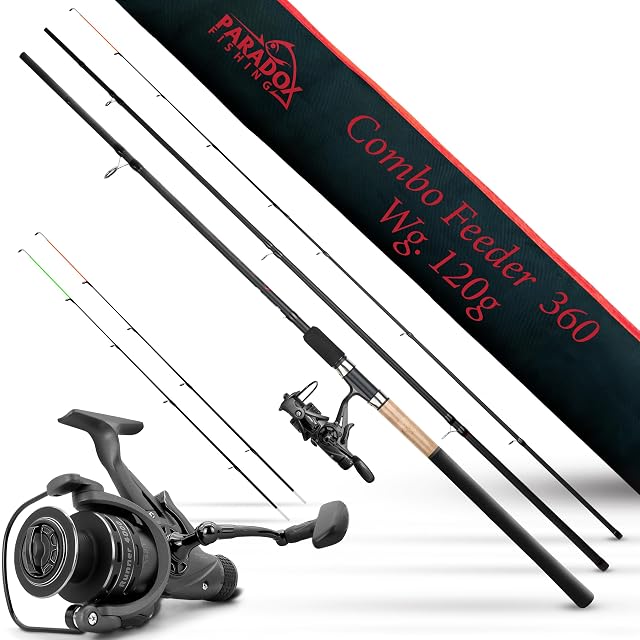 Caña feeder Paradox Fishing con carrete Runner 4000 y punteras de color
