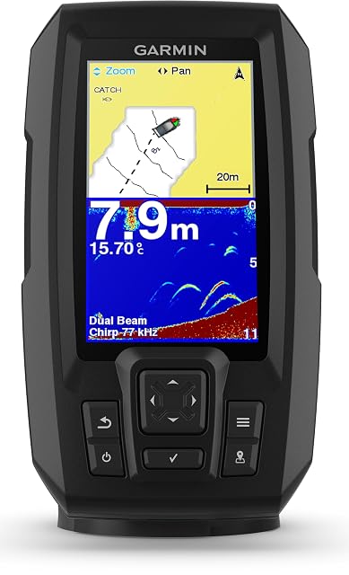 Sonda CHIRP Garmin Striker Plus 4 con su soporte de fijación