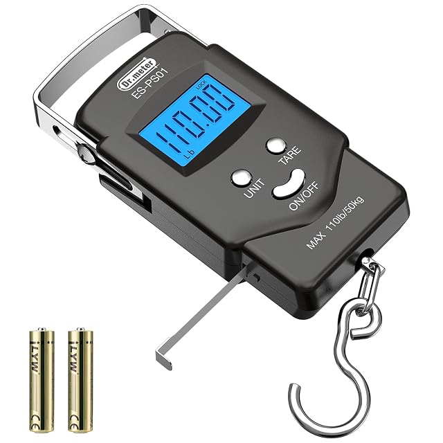 Báscula digital Dr.meter de 50 kg para pesca y equipaje con gancho