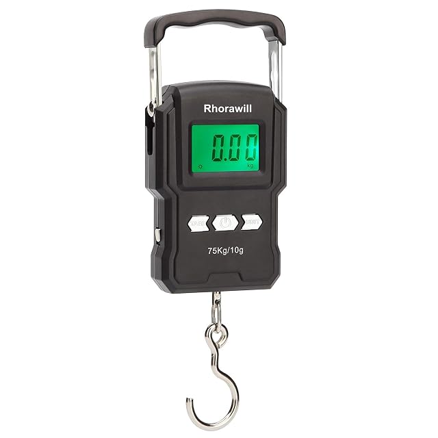 Báscula de pesca digital Rhorawill de 75 kg con pantalla retroiluminada