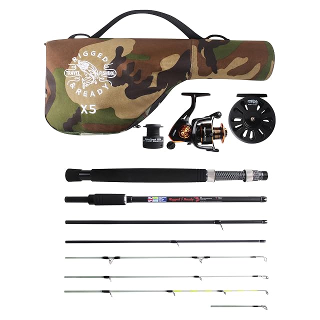 Equipo de pesca de viaje Rigged & Ready X5 con tramos de caña intercambiables