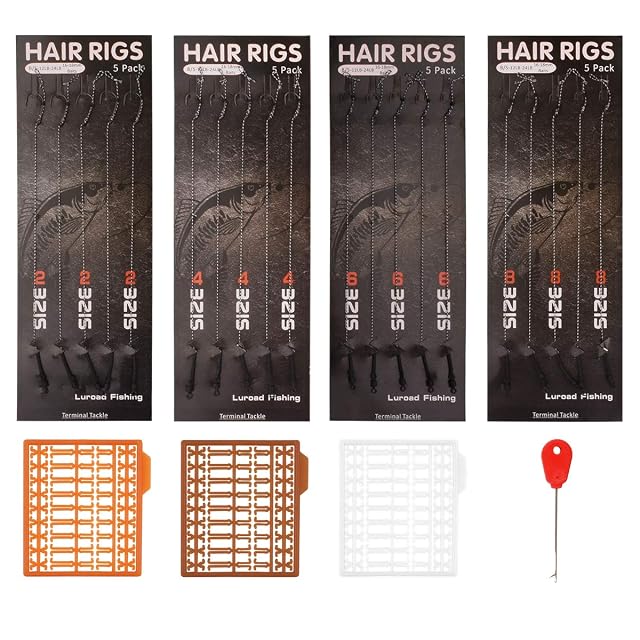 Hair rigs de carpa atados a mano Luroad con topes de boilie en cuatro medidas de anzuelo