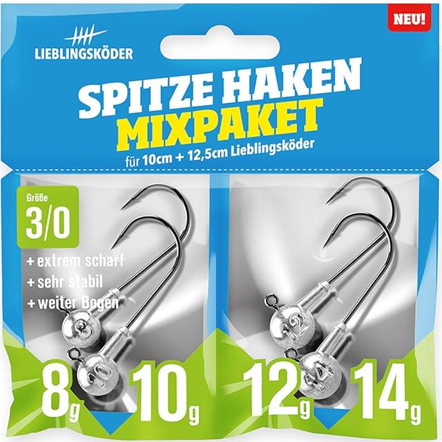 Paquete mixto de cuatro cabezas plomadas 3/0 Lieblingsköder