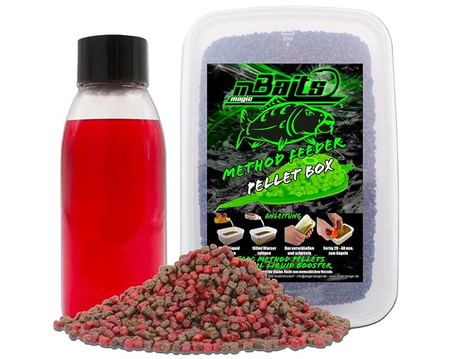 Caja de pellets Angel-Berger Magic Baits Method Feeder, Red Garlic, 500 g