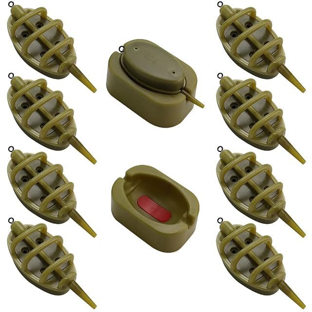 Juego de ocho method feeders inline LYTIVAGEN con moldes de cebo