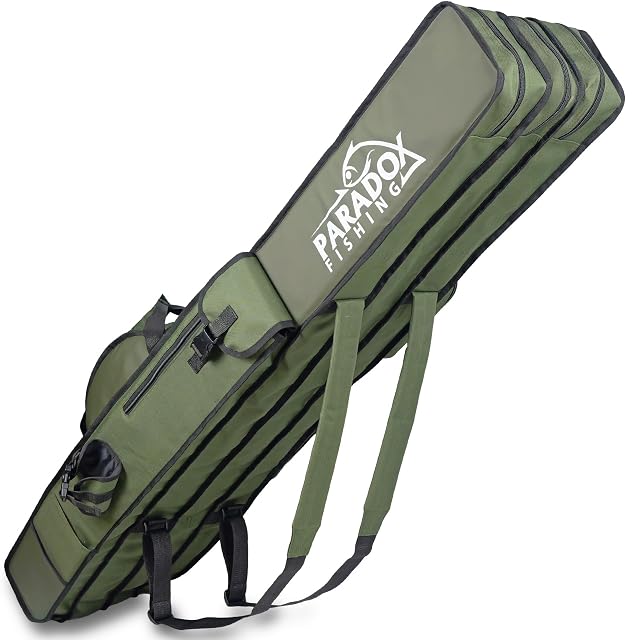 Funda de cañas verde Paradox Fishing, 160 cm con cuatro compartimentos