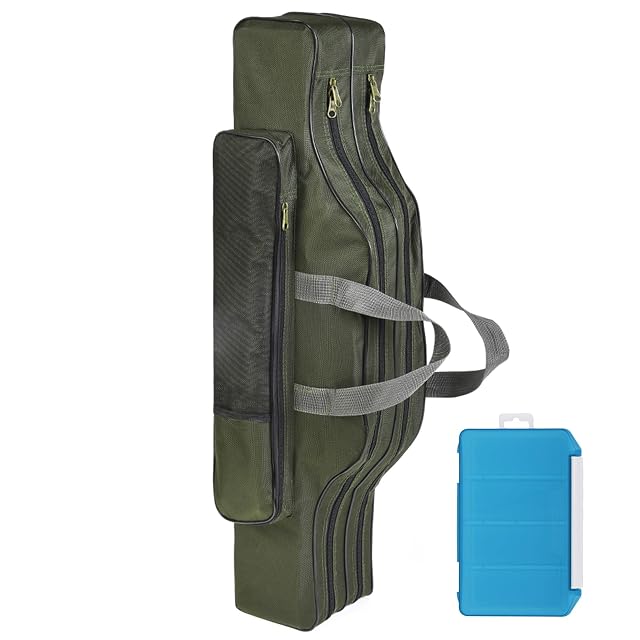 Bolsa de cañas de pesca plegable de tres capas Relaxyee con caja de material
