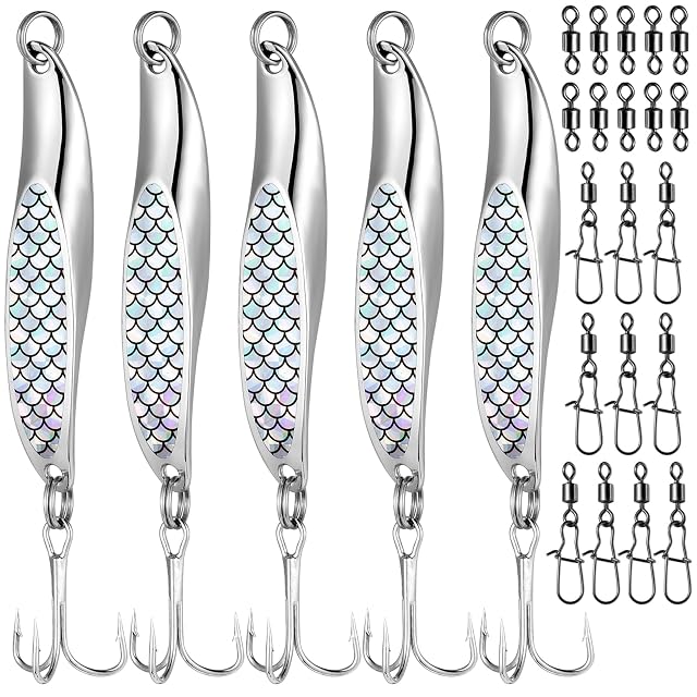Realure cinco jigs de lance de metal de 21 g con emerillones y grapas