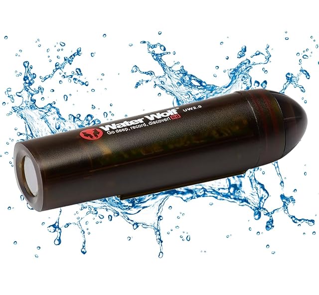 Cámara de acción subacuática Water Wolf 2.0 WiFi para pesca con kit de accesorios